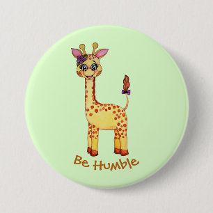 Waterverf Cute Baby Giraffe Ronde Button 7,6 Cm