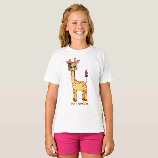 Waterverf Cute Baby Giraffe T-shirt (Voorkant volledig)