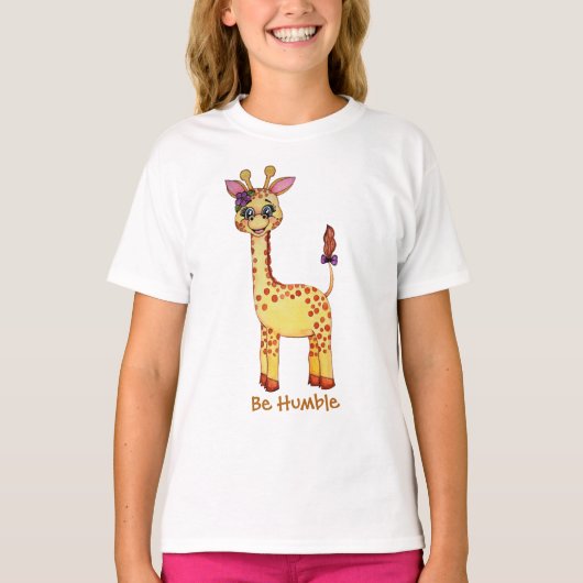 Waterverf Cute Baby Giraffe T-shirt (Voorkant)
