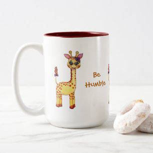 Waterverf Cute Baby Giraffe Tweekleurige Koffiemok