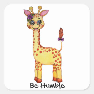 Waterverf Cute Baby Giraffe Vierkante Sticker