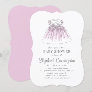 Waterverf Cute Baby Girl Dress Baby shower Kaart