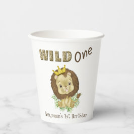 Waterverf Cute Baby Lion - Wilde 1 1e verjaardag Papieren Bekers