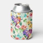 Waterverf cute bloesem bloemhartpatroon blikjeskoeler (Blikje Voorkant)