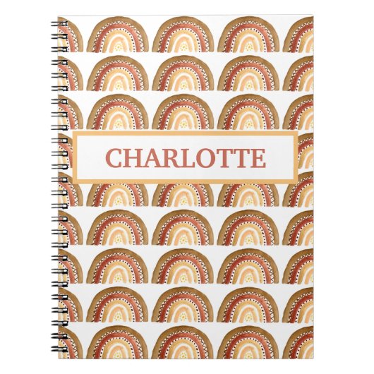 Waterverf Cute Boho Pastel Meisje Regenboog Notitieboek (Voorkant)