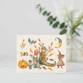 Waterverf Cute Boo Happy Halloween Gathering Briefkaart (Staand voorkant)