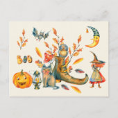 Waterverf Cute Boo Happy Halloween Gathering Briefkaart (Voorkant)