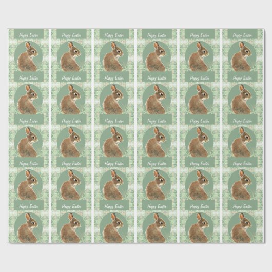 Waterverf Cute Bunny Rabbit Happy Pasen Cadeaupapier (Vlak)