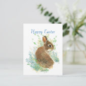Waterverf Cute Bunny Rabbit Happy Pasen Feestdagenkaart (Staand voorkant)