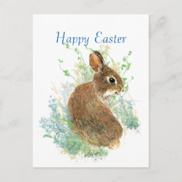 Waterverf Cute Bunny Rabbit Happy Pasen Feestdagenkaart