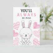 Waterverf Cute Bunny Valentijnsdag Greeting Kaart (Staand voorkant)