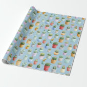 waterverf cute cactus boho kinderkamer cadeaupapier (Uitgerold)