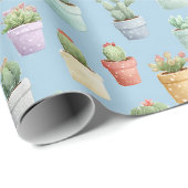 waterverf cute cactus boho kinderkamer cadeaupapier (Rol Hoek)