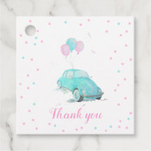 Waterverf Cute Car Baby shower Favor Tags