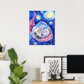 Waterverf Cute Cartoon Mouse Poster (Thuiskantoor)