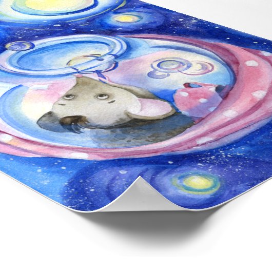 Waterverf Cute Cartoon Mouse Poster (Hoek)