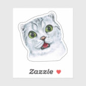 Waterverf Cute Cat Potrait Sticker (Vel)