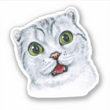 Waterverf Cute Cat Potrait Sticker