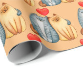 Waterverf Cute Cats in Love Hearts Animal Fun Cadeaupapier (Rol Hoek)