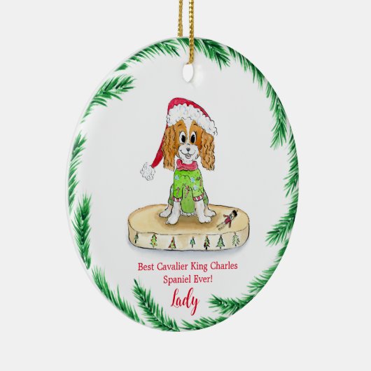 Waterverf Cute Cavalier King Charles Spaniel Keramisch Ornament (Rechts)