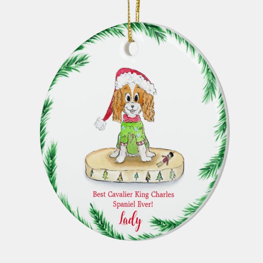 Waterverf Cute Cavalier King Charles Spaniel Keramisch Ornament (Links)