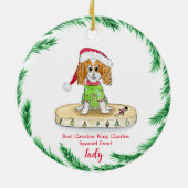 Waterverf Cute Cavalier King Charles Spaniel Keramisch Ornament (Achterkant)