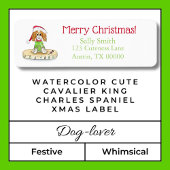 Waterverf Cute Cavalier King Charles Spaniel Xmas Etiket