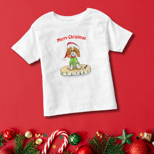 Waterverf Cute Cavalier King Charles Spaniel Xmas T-shirt