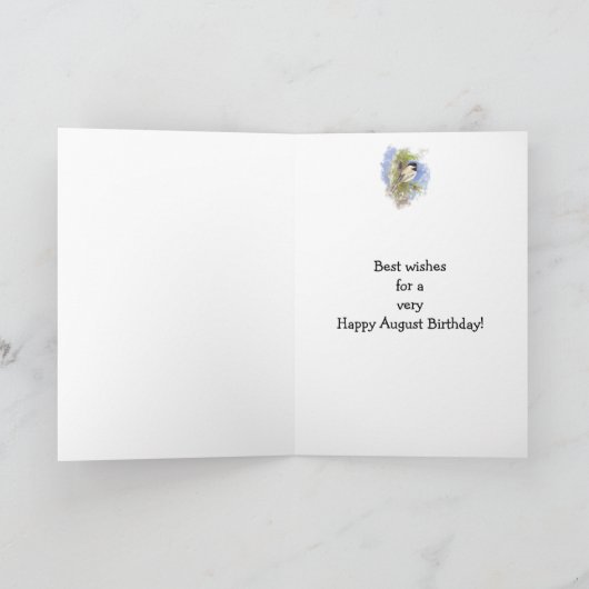 Waterverf Cute Chickadee Bird August Birthday Kaart (Binnen)