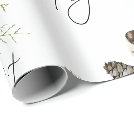 Waterverf Cute Chickadee Bird Pointsettia Flower Cadeaupapier (Rol Hoek)