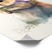 Waterverf Cute Chipmunk met bloemen Poster (Hoek)