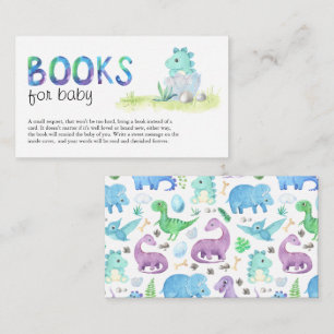 Waterverf Cute Dino Baby shower Books for Baby Informatiekaartje