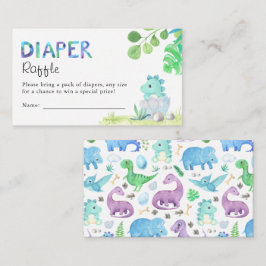 Waterverf Cute Dino Baby Shower Luier Raffle Informatiekaartje