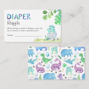 Waterverf Cute Dino Baby Shower Luier Raffle Informatiekaartje