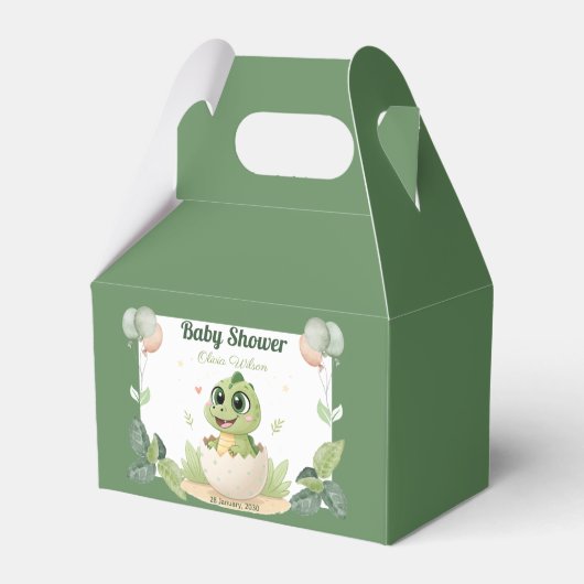 Waterverf Cute Dinosaur Greenery Boy Baby shower Bedankdoosjes (Voorkant Zijde)