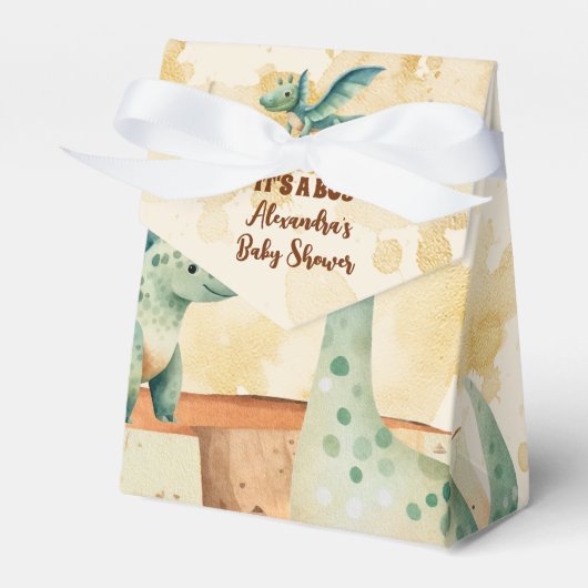 Waterverf Cute Dinosaur Greenery Boy Baby shower Bedankdoosjes (Voorkant Zijde)