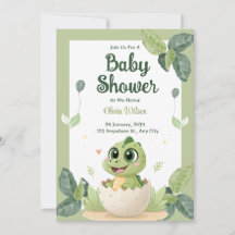 Waterverf Cute Dinosaur Greenery Boy Baby shower