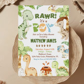 Waterverf Cute Dinosaur Greenery Boy Baby shower Kaart
