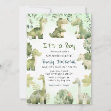 Waterverf Cute Dinosaur Greenery Boy Baby shower