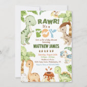 Waterverf Cute Dinosaur Greenery Boy Baby shower Kaart (Voorkant)
