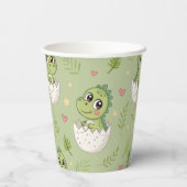 Waterverf Cute Dinosaur Greenery Boy Baby shower Papieren Bekers (Achterkant)
