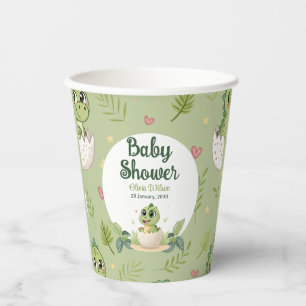 Waterverf Cute Dinosaur Greenery Boy Baby shower Papieren Bekers