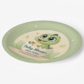 Waterverf Cute Dinosaur Greenery Boy Baby shower Papieren Bordje (Gekanteld)