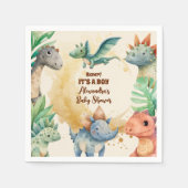 Waterverf Cute Dinosaur Greenery Boy Baby shower Servet (Voorkant)