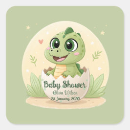 Waterverf Cute Dinosaur Greenery Boy Baby shower Vierkante Sticker