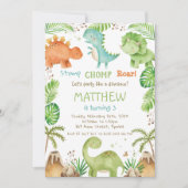 Waterverf Cute Dinosaur Greenery Boy Birthday Kaart (Voorkant)