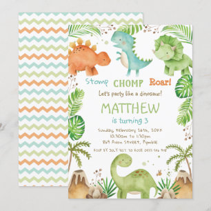 Waterverf Cute Dinosaur Greenery Boy Birthday Kaart