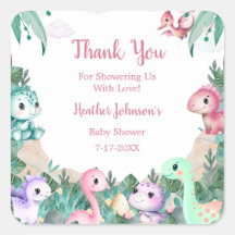 Waterverf Cute Dinosaurus Meisje Baby Shower