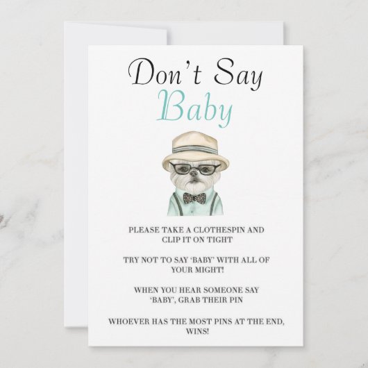 Waterverf Cute Dog Zeg geen Baby (Voorkant)