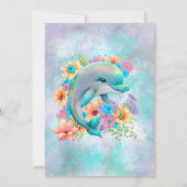 Waterverf Cute Dolphin en Florals Baby shower Kaart (Achterkant)